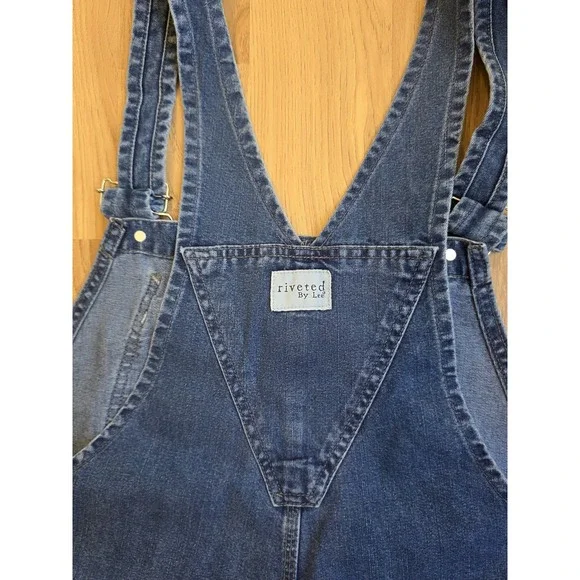 Riveted by Lee Denim Carpenter Bib Overalls Dungarees Size Lp Dungarees Y2K - Picture 3 of 8